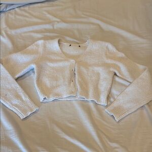 White Cropped Cardigan Sweater